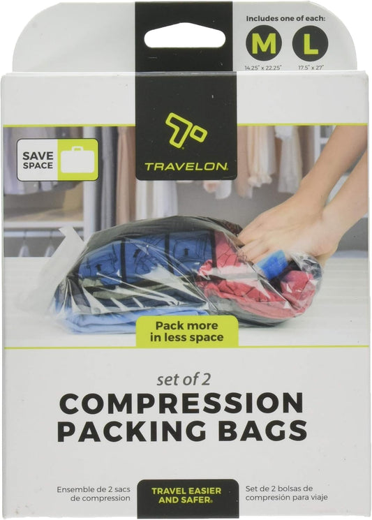 Travelon Set of 2 Compression Packing Bags, Clear, One Size