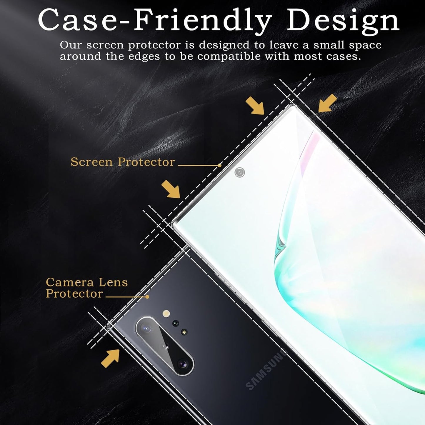 Screen Protector for Samsung Galaxy Note 10 Plus, 3D Tempered Glass Film, Ultra HD 9H Hardness Case Friendly Anti Scratch Bubble Free Ultra Resistant Oil-Resistant Shatter Protection, 2-Pack