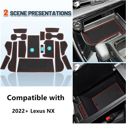 Door Slot Mats for 2022-2025 Lexus NX Accessories Non-Slip Dust Lexus NX 2022+ Pad Cup Door Mats 17PCS/Set Car Center Console Liner Mats 2022 2023 2024 2025 Lexus NX 250 NX 350 Interior Accessories