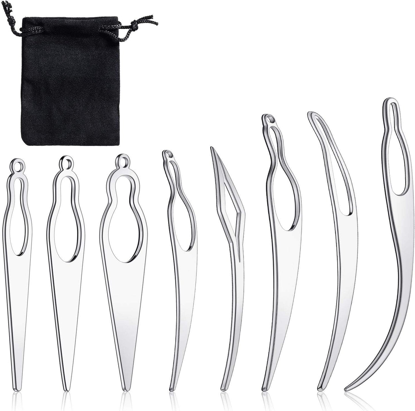 WILLBOND 8 Pcs Dreadlock Interlocking Tool for Locs Sisterlock Retighten Tool for Dreadlocks Interlocks Crochet Braiding Hair Tightening Extensions Accessory (Silver)