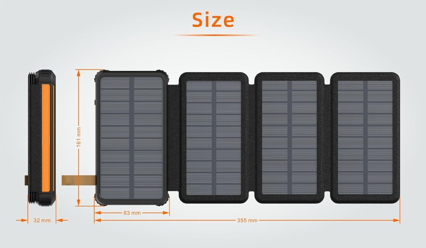 Foldable solar power bank – lightweight and portable | one-touch unfolding | large capacity and multiple outputs – suitable for outdoor camping and long-distance travel (Wireless charging,black)