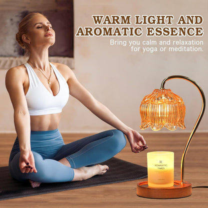 Flower Candle Warmer Lamp with Timer, Dimmable Candle Lamp Warmer, Unique Mothers Day Gifts for her, Birthday Gifts for Mom Her Wife, Anniversary Romantic Gifts Ideas, Vintage Lamp Candle Warmer