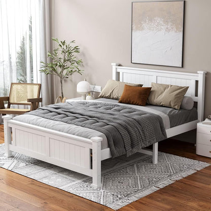 ALFORDSON Bed Frame Queen Wooden Bed Base with Solid Wood Pine Timber Slats, Mattress Base Platform Support, White Bed Foundation with Storage Space, Arne Series Home Bedroom Furniture