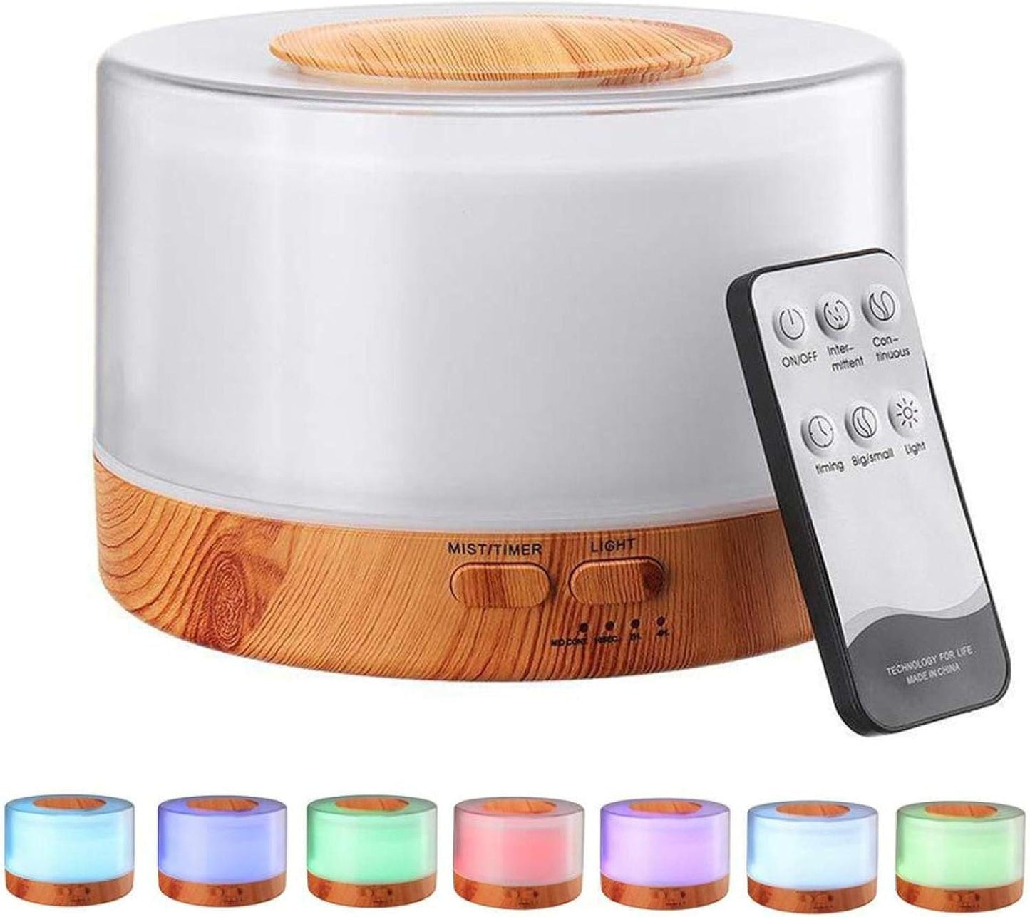 500Ml Aromatherapy Essential Oil Diffuser Remote Control Ultrasonic Air Humidifier with 7 Color Led Light H1