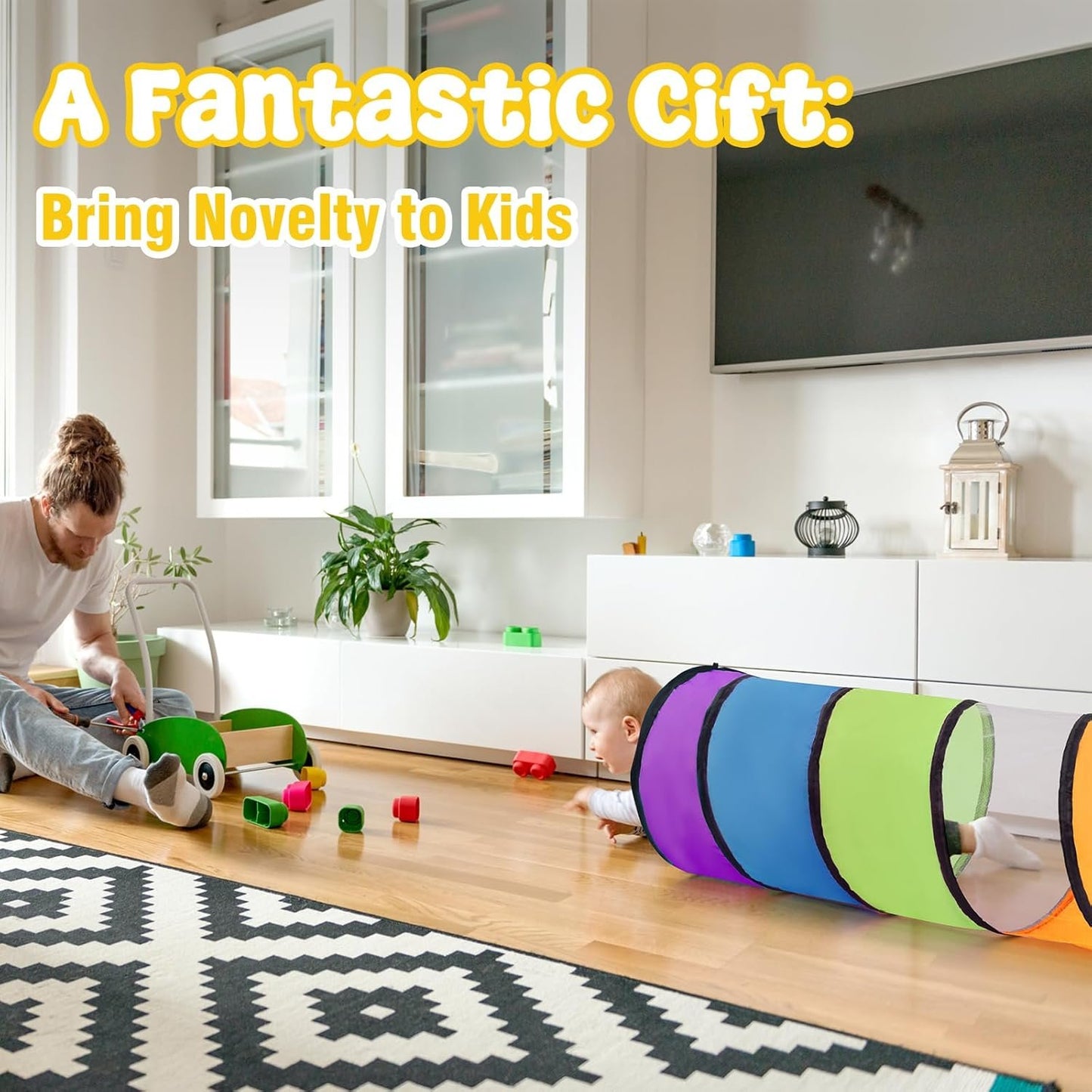 Kids Play Tunnel for Toddlers,Pop Up Crawl Through Tunnel Play Tent for Baby Infant Children or Pet,Indoor & Outdoor Toys for Boy and Girl Backyard Playset