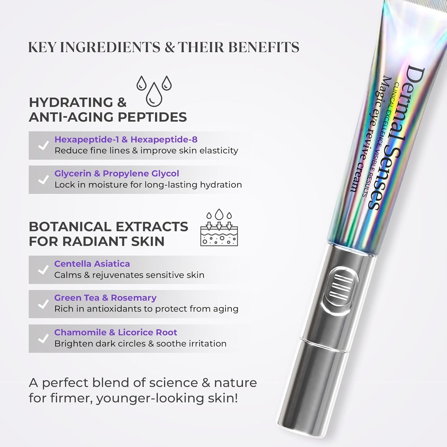 Magic Eye Revive Cream | Advanced Anti-Aging Treatment with Built In Viberating Massager | Hyderating, Firming & Brightening Formula | Anti Wrinkle, Fine Lines & Dark Circles, Puffiness & Under Eye Bags | Peptide Infused with Herbal Extracts