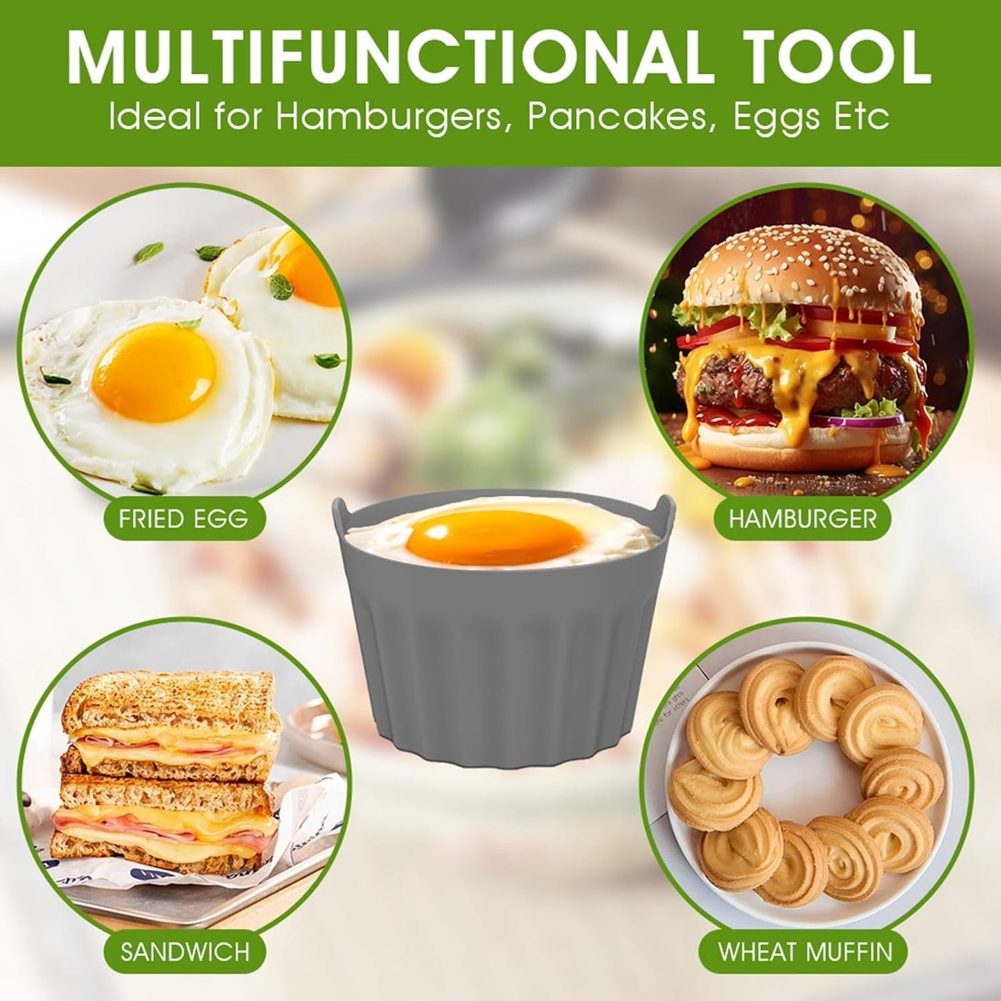 6 Pcs Ramekins for Air Fryer Silicone Large Muffin Cases Nonstick Egg Poacher Silicone Mould Bakeware Easy Release Ramekins Baking Cups for Muffin Cupcakes Eggs Pudding