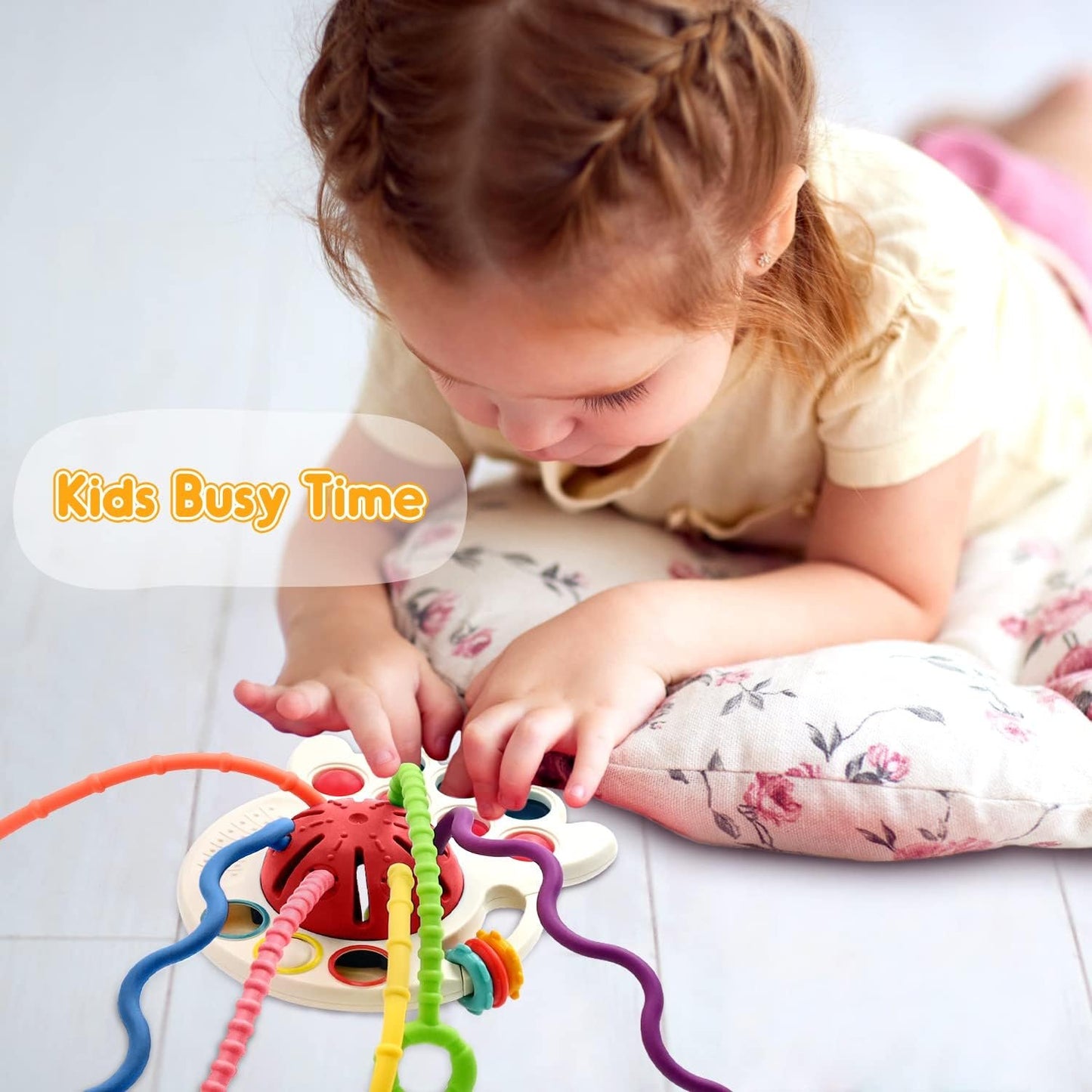 Sensory Montessori Toys for Baby 18 Months, Toddler Travel Toys for 2 Year Old Boy Girl Birthday Gifts, Soft Pull String Fidget Educational Learning Bath Toys for 18 Months Infant Newborn