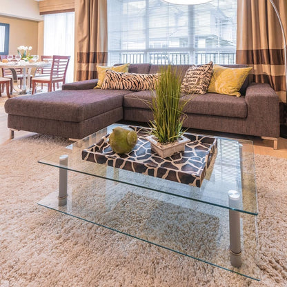 Dulles Glass 24 inch Square Glass Table Top - Tempered - 1/4" Thick Glass Surface, Safe Flat Polished, Eased Corners, Multipurpose for Dining Table, Patio, Coffee and End Table