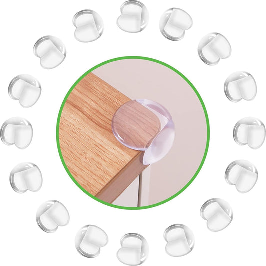 DLux Corner Guards - Set of 16 Clear Silicone Furniture Bumper Protectors with Replacement Tapes - Strong Acrylic Tape Backing, Easy to Install - Edge Guards for Tables, Beds, Countertop