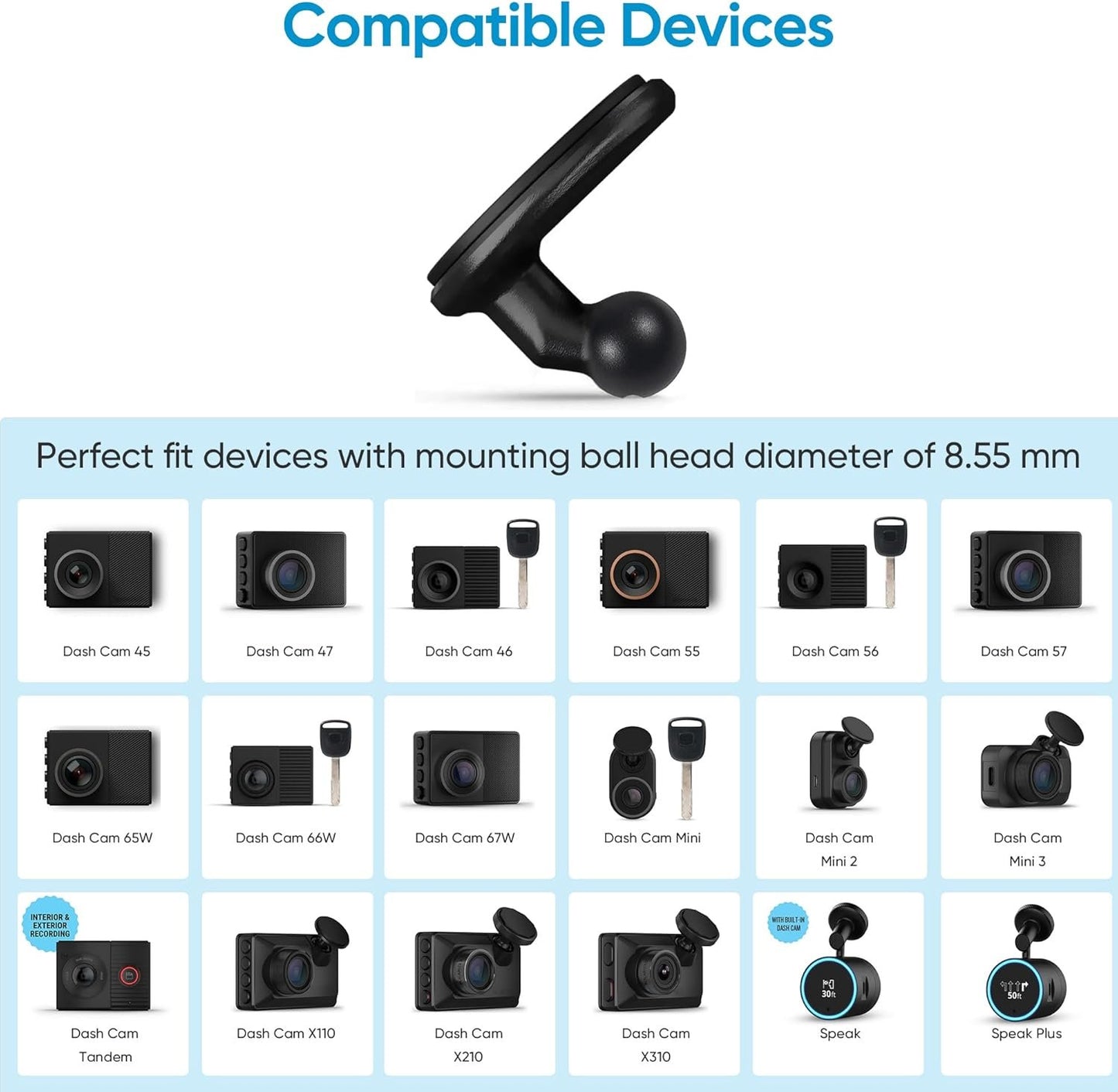 2 PCS Low Profile Adhesive Mount for Garmin Dashcam,for Garmin Dash Cam Mount for Dash Cam Mini 2 Mini 3/45/46/47/55/56/57/65W/66W/67W/X110/X210/X310/Tandem/Speak/Speak Plus