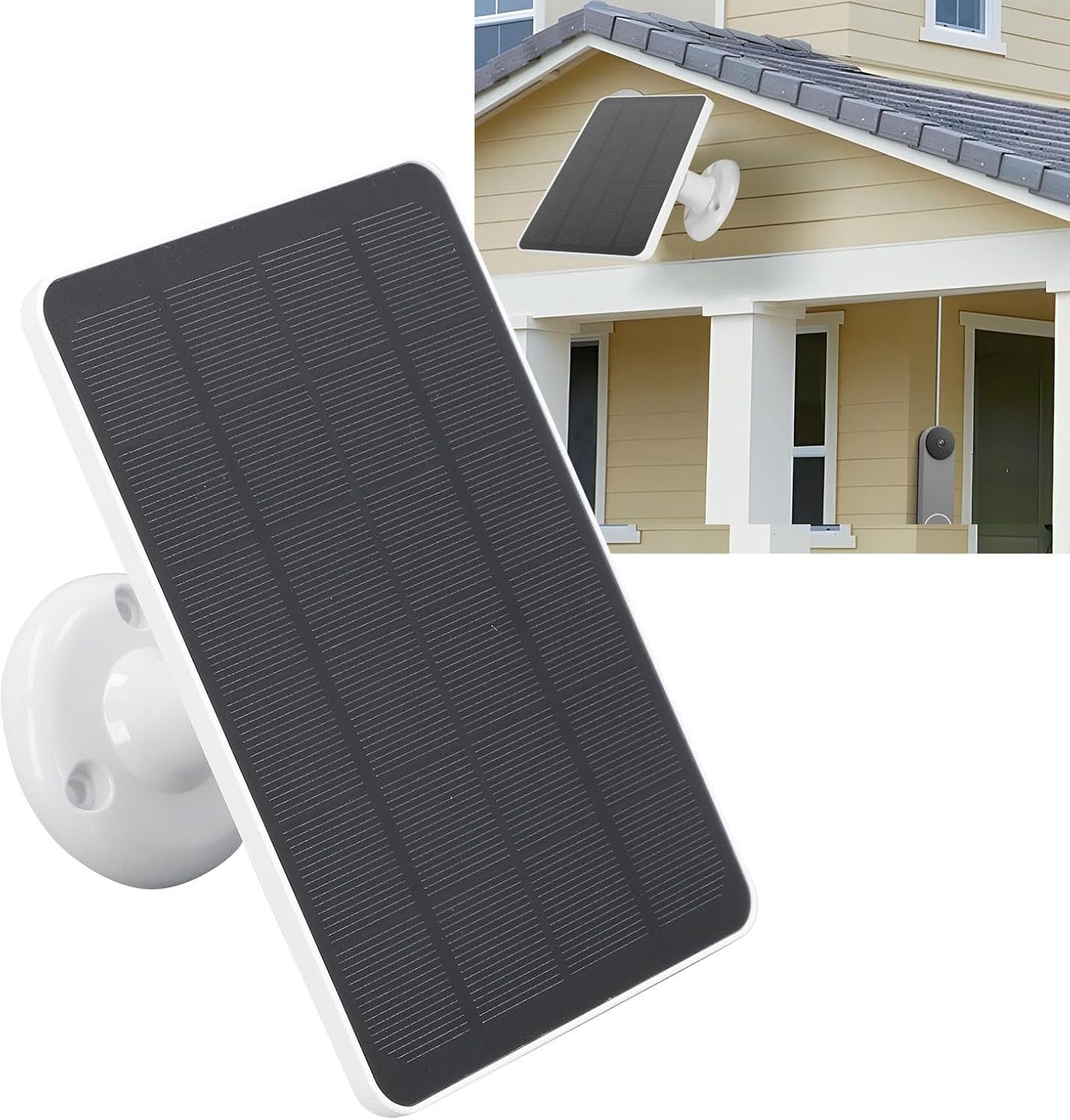 Solar Panel for Security Camera, 10W 6VPortable Solar Charger with IP65 Waterproof, for Arlo Pro 3 for Pro 4 for Arlo Pro 5S for Arlo Ultra (White)