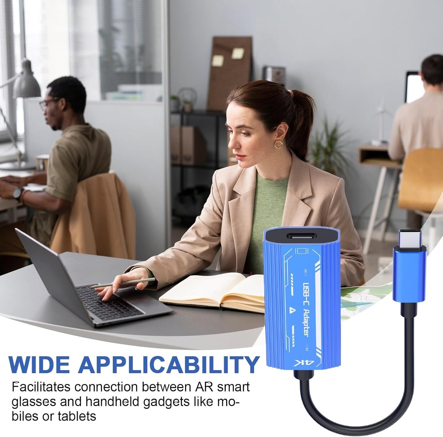USB C AR Glasses Adapter | USB C Hub Converter,100W Charger, Support 4K@60Hz, Plug and Play Adapter for Smartphone Projector Video Display