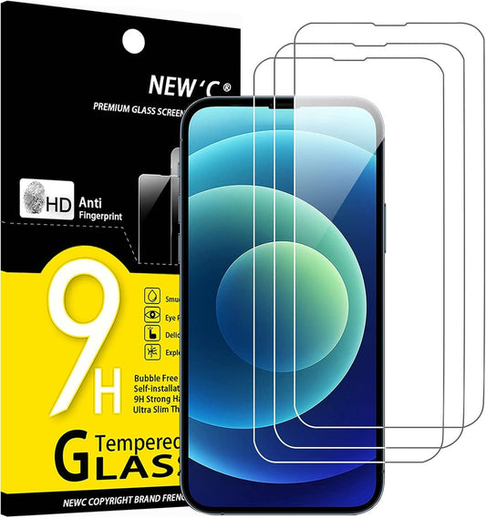 NEW'C 3 Pack Designed for iPhone 14, iPhone 13, iPhone 13 Pro Screen Protector (6.1 inches), Tempered Glass,Case Friendly Scratch-proof, Bubble Free, Ultra Resistant