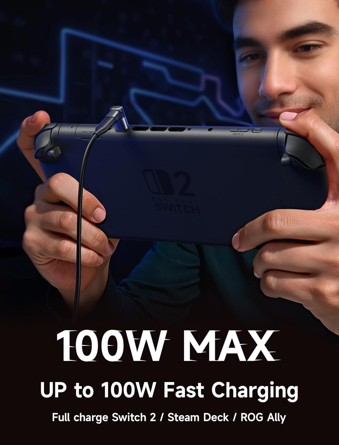 JSAUX 90 Degree USB-C Male to USB-C Female Adapter, Right Angle 2-Pack 40Gbps Data Transfer 100W USB Type C PD Extender Compatible with ROG Ally, Steam Deck, Switch and More Laptop, Tablet, Phone