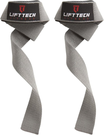 Lift Tech Fitness Padded Cotton Weight Lifting Straps - Gray