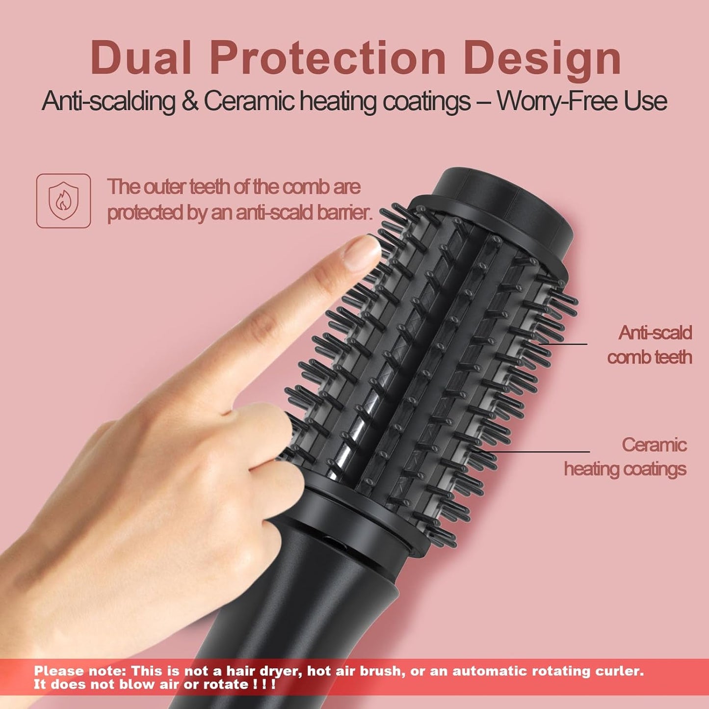 Cordless Hair Curling Iron Brush, Mini Travel Hot Straightener Comb, 3-in-1 Portable Wave Curling Wand, 1.5″ Ionic Heated Brush, USB Rechargeable Hair Curler, Black