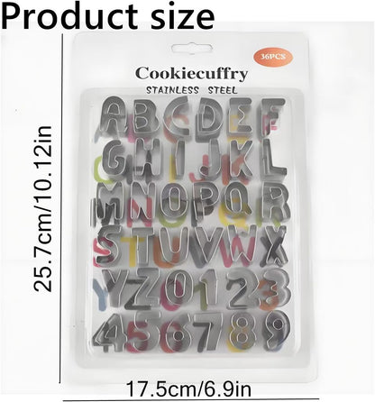 Mini Letter and Number Cookie Cutter Set, Stainless Steel Letter and Number Cookie molds for Baking, Fruit, Fudge Cookies, Cakes and Holiday Themed Parties (36 Pieces)
