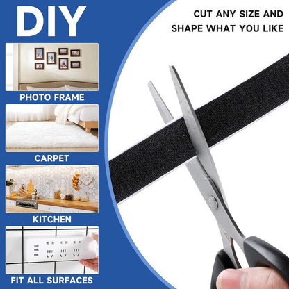 3/4 inch*32.8 ft Hook and Loop Tape Roll, Self-Adhesive Strips Double Sided Tape Heavy Duty Industrial Strength Sticky Fastener for Home, Office, Classroom and Tool Organization