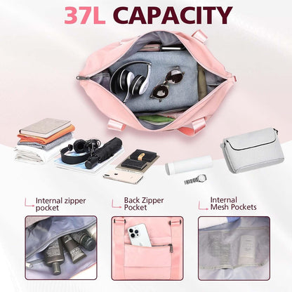 EASYFUN Travel Duffle Bag, Waterproof Weekender Carry On Tote Bags for Women, Men, Hospital Bag, Overnight Bag Luggage with Trolley Sleeve