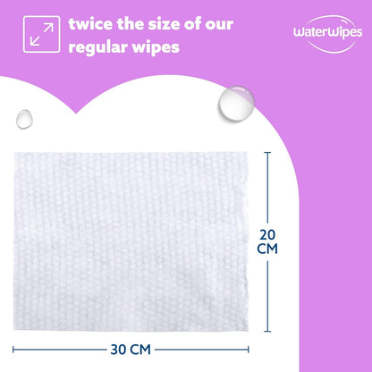 WaterWipes Adult Care Sensitive Body & Intimate Hygiene Wipes, 90 Wipes (3 Packs), Extra Large Textured, 99.9% Water-Based, For Everyday Personal Uses