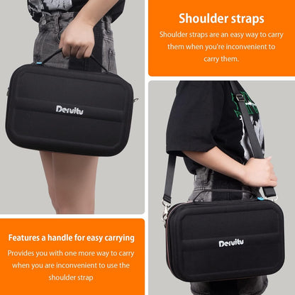 Deruitu Carrying Case for Nintendo Switch/OLED Model Case, Portable Travel Protective Hard Messenger Bag Soft Lining 18 Games for Switch Console Pro Controller & Accessories Black