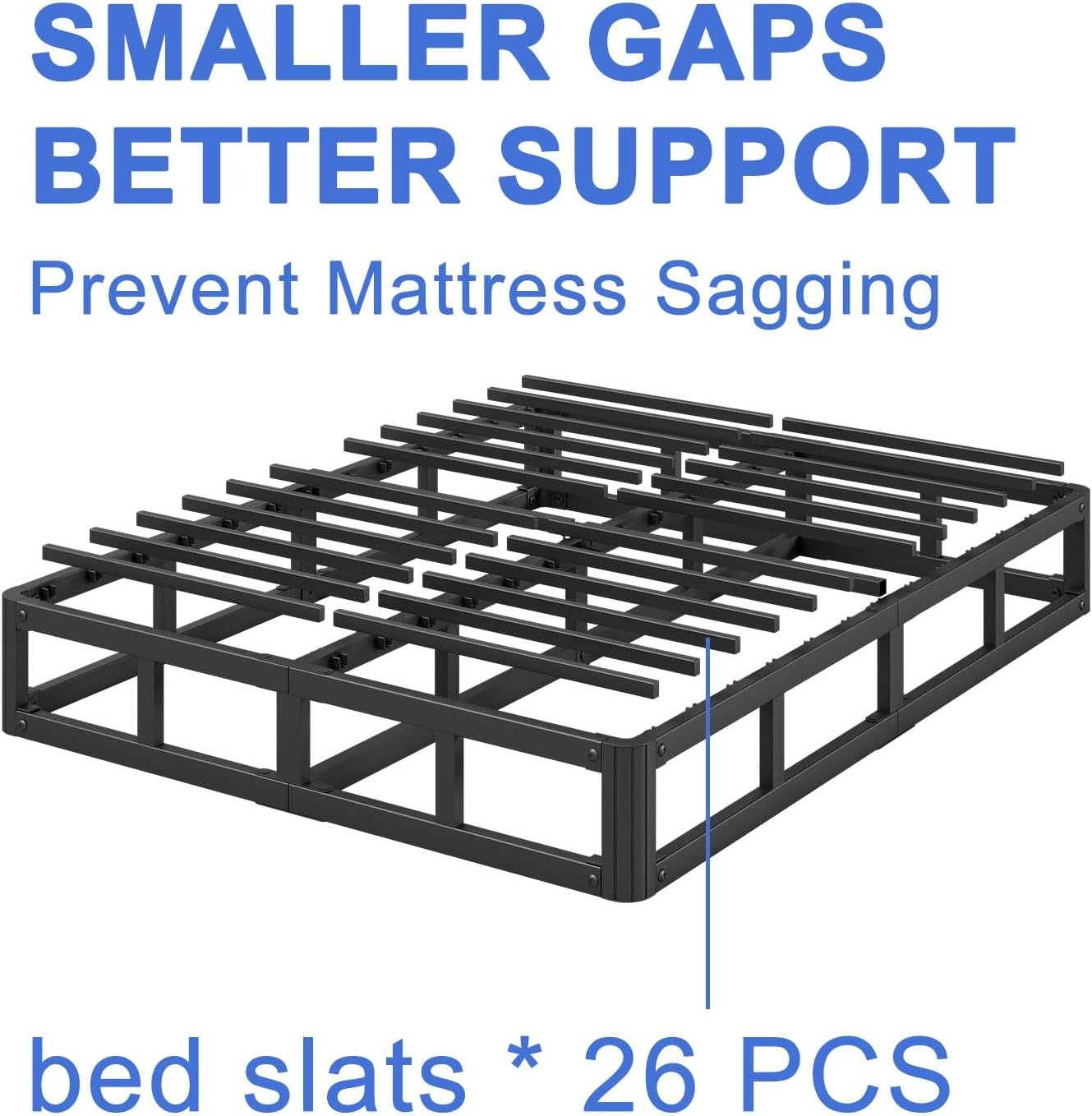 Hanidre 5 Inch High Metal King Size Bed Frame, Heavy Duty King Bed Frame No Box Spring Needed, Easy Assembly, Noise Free, Sturdy, Low Profile
