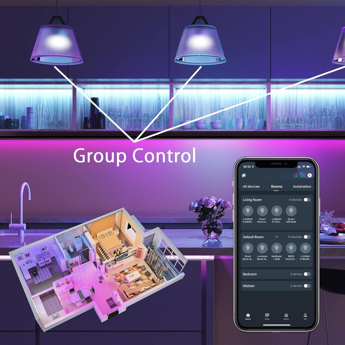 LUMIMAN Smart Light Bulb, Color Changing Smart Bulb Works with Alexa Google Home Smart Life App, RGB 16 Million Music Sync,2700K-6500K 800LM 60W Eqv., No Hub Required, 2 Pack