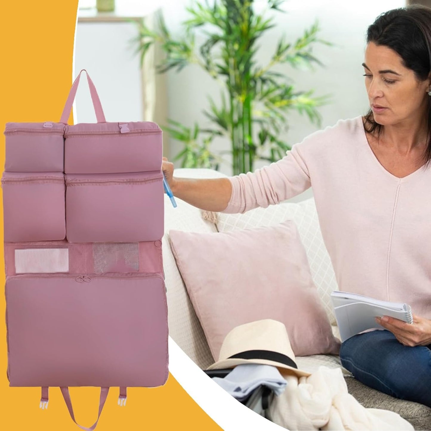 Suitcase Travel Bag, Duffle Rolling Organizer, Lightweight Compression Carrier, Sturdy Zipper Closure, Spacious Multi-Compartment Design, Ideal for Airplane Trips, Gym Training, pink, Please refer to