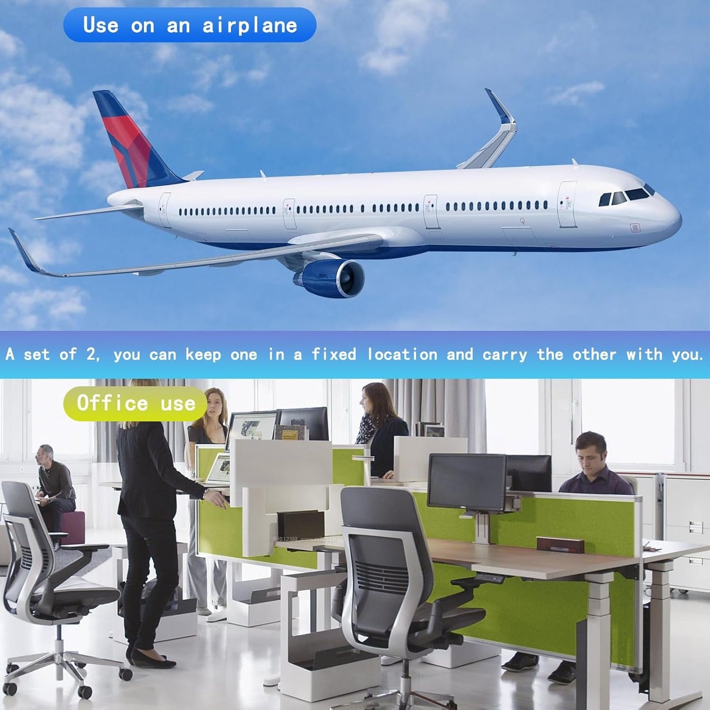 2 Pack Airplane Foot Hammock for Travel, Plane Flight Essentials, Comfy Foot Rest Hanger for Long Trips, Air Travel Footrest, Desk Foot Hammock