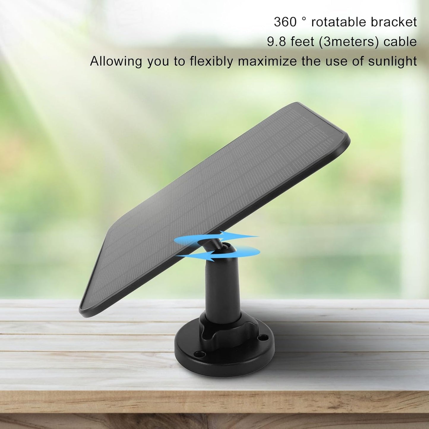 5W Solar Panel for Security Camera Outdoor, 6V Solar Panel Charger with Micro USB and USB C Port, 360° Rotatable Solar Panel, IP65 Waterproof, 9.8ft Cable