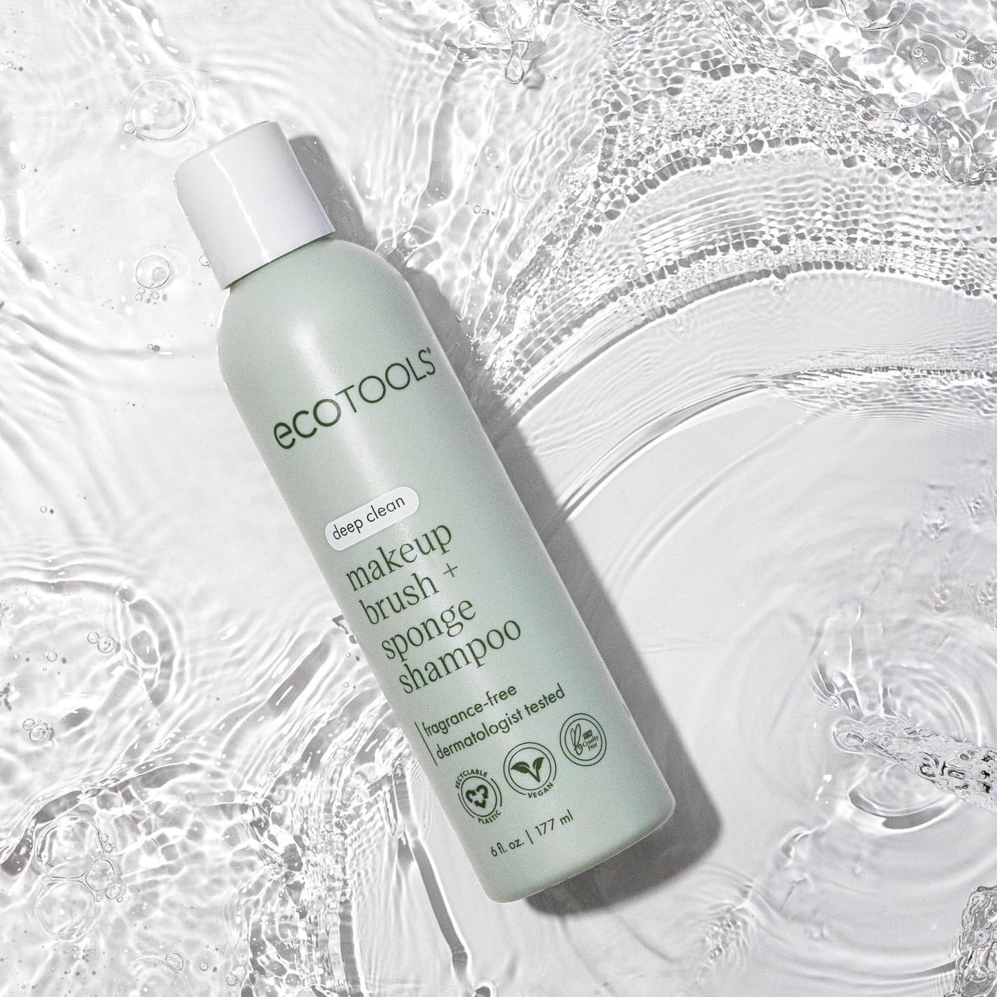 Eco Tools Professional Makeup Cleaner for Makeup Brushes, Brush and Makeup Beauty Sponge Cleansing Shampoo, Fragrance Free, Hypoallergenic, Paraben Free, 6 fl.oz./ 177 mL Bottle