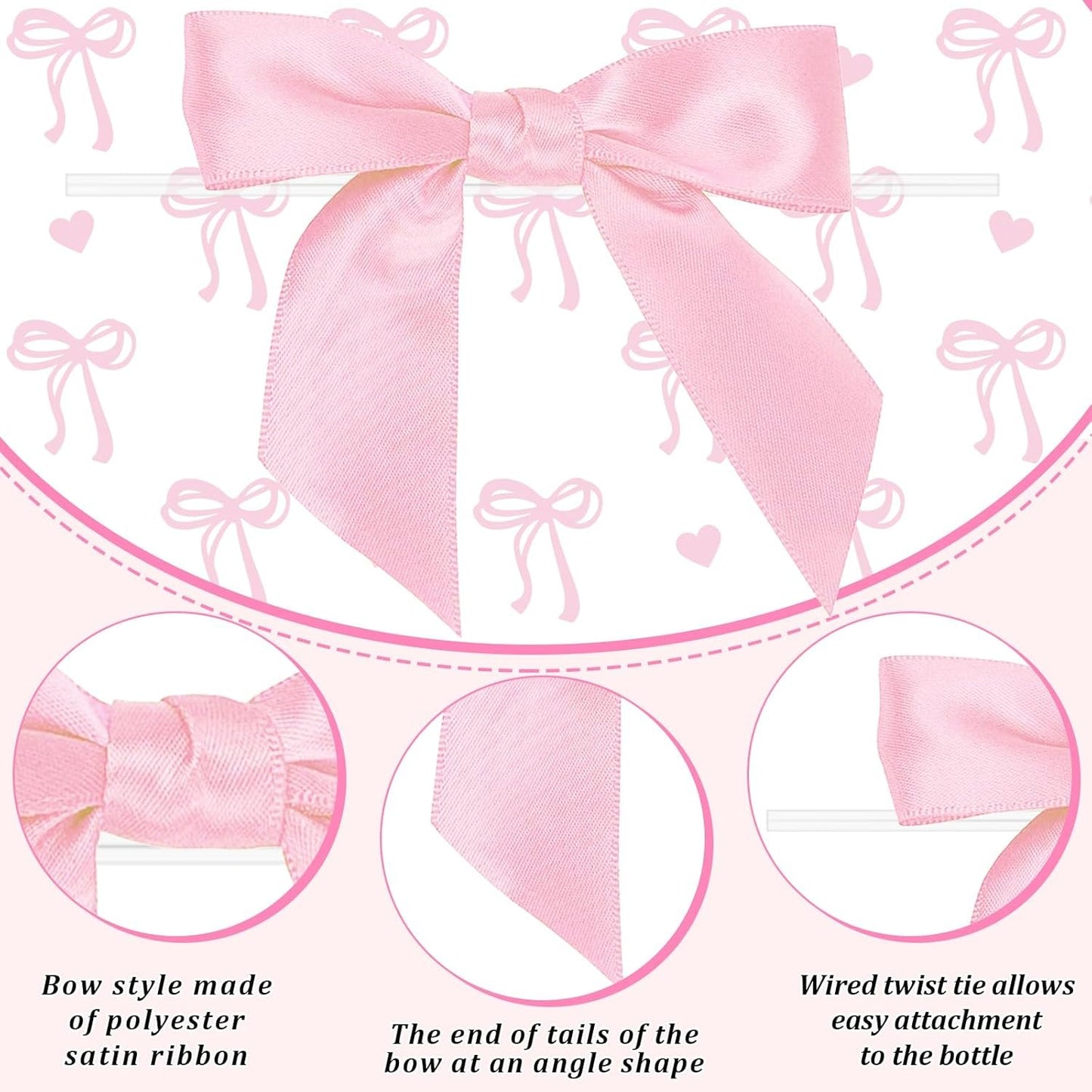 24 Pcs Pink Bow Plastic Bottle with Lid Twist Bow and 8 Straws,14oz Cute Drinkware for Women, Coquette Bow Bottle for Women Birthday Party Bridal Shower Wedding Supplies Decorative Bottles