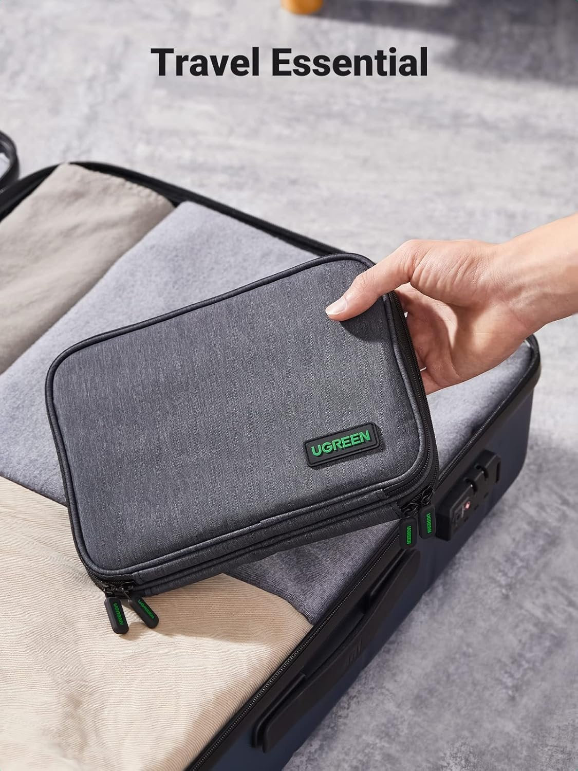 UGREEN Electronic Organizer, Double Layer, Travel Gadget Storage Bag for Data Cables, SD Card, Hard Drive, Power Bank, Digital Camera, Tablet, and More Accessories