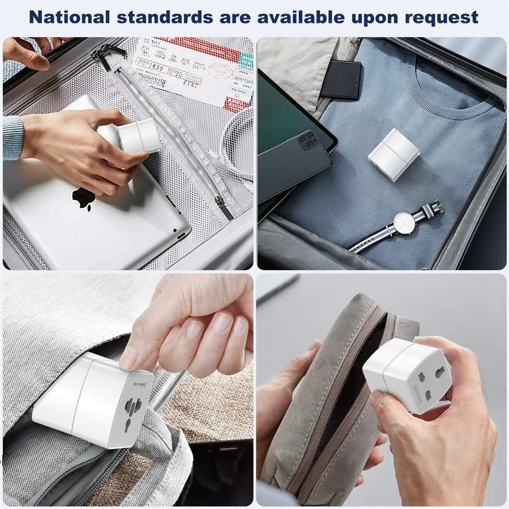 QENEQ Travel Adapter Worldwide Travel Plug Adapter 3 in 1 International Socket Adapter Set with Travel Adapter Type G Type A and Type F Plug for USA UK Australia Canada Japan Dubai