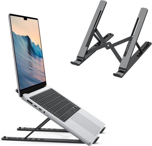 Laptop Stand, OMOTON Laptop Stand for Desk Ergonomic 7-Levels Angles Adjustable Computer Stand, Portable ABS Laptop Riser Holder Compatible with All Laptops and iPad（10-15.6"）