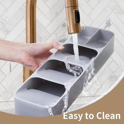 2 Pack Kitchen Cutlery Drawer Organizer Tray for Silverwave, Forks, Spoons, Table Knives, Straw Gadget, Plastic Flatware Organizer Utensil Holder Storage Box - Gray