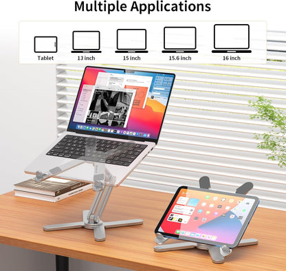 Laptop Stand Kamoon Portable Adjustable Tablet Computer Stand Aluminum Alloy Folding Laptop Stand Compatible MacBook Air Pro, HP More 10-15.6" Laptops & Tablet (Silver-03)