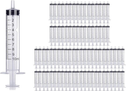 100 Pack 10ml Syringe Without Needle, Graduated Oral Medication Syringes for Labs, Measuring Liquids, Feeding Meds, Watering, refilling, Home Care