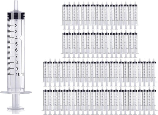100 Pack 10ml Syringe Without Needle, Graduated Oral Medication Syringes for Labs, Measuring Liquids, Feeding Meds, Watering, refilling, Home Care