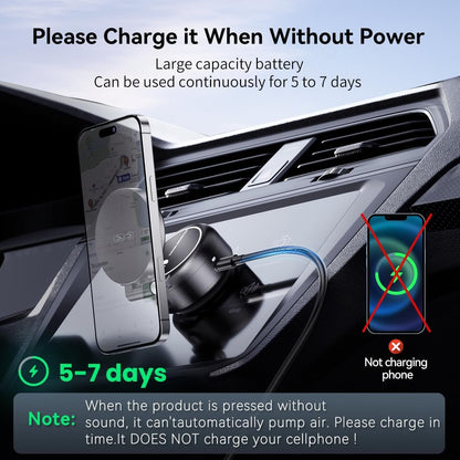 Electric Vacuum Magnetic Suction Phone Holder,Adjustable and Foldable Car Mount,Strong Magnetic Car Phone Holder for iPhone16/15/14/13/12,for Shower/Car/Mirror/Smooth Surfaces(Not Charging Phone)