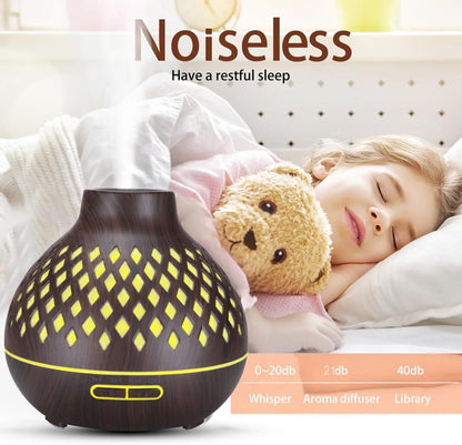 Essential Oil Diffuser, Aromatherapy Diffuser 500ml with Remote Control, 4 Timer & Auto-Off Safety Switch, 7 Color LED Lights Mode, 10 Hours Quiet Humidifier for Bedroom, Office & Home