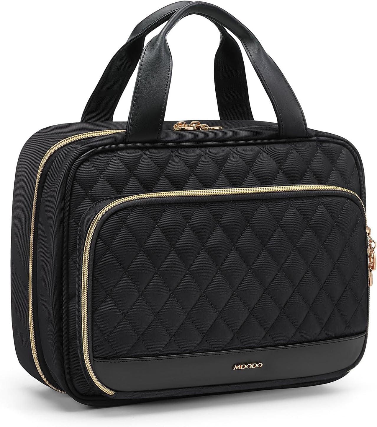 MDODO Hanging Travel Toiletry Bag for Women Traveling with Leakproof Compartment,Transparent Makeup Organizer Cosmetic Make up Bag for Full Sized Travel Accessories Essentials Must Have (Black)