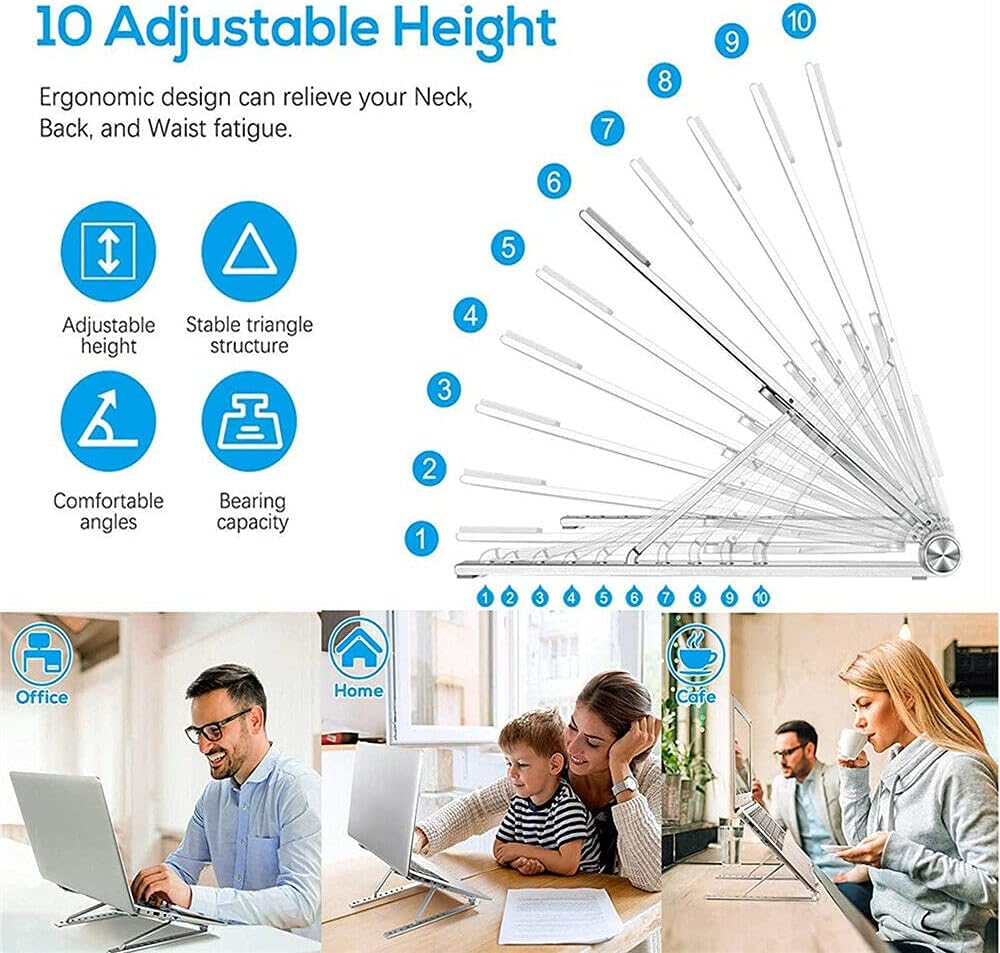 Adjustable Folding Cooling Laptop Stand Notebook Bracket Portable Tablet Holder (Black)