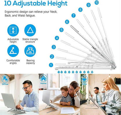 Adjustable Folding Cooling Laptop Stand Notebook Bracket Portable Tablet Holder (Black)