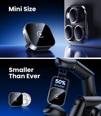 Teeran Wireless CarPlay Adapter 2025 Upgrade Wired CarPlay to Wireless, Mini USB Design for Cars with Built-in Wired Apple CarPlay Seamless Use Fast Stable Connection Car Play Dongle for iPhone