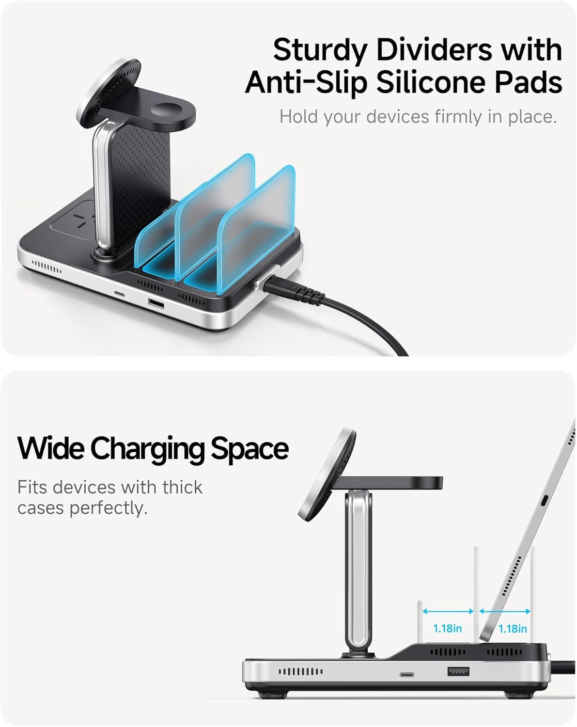 SwanScout Wireless Charger for Apple, 5 in 1 Charging Station for Multiple Devices, for iPhone 16/15/14/13 Series, for Apple Watch Ultra 2/10/9/8/7/6, for AirPods/iPad/Tablet/Switch, SwanScout 901M