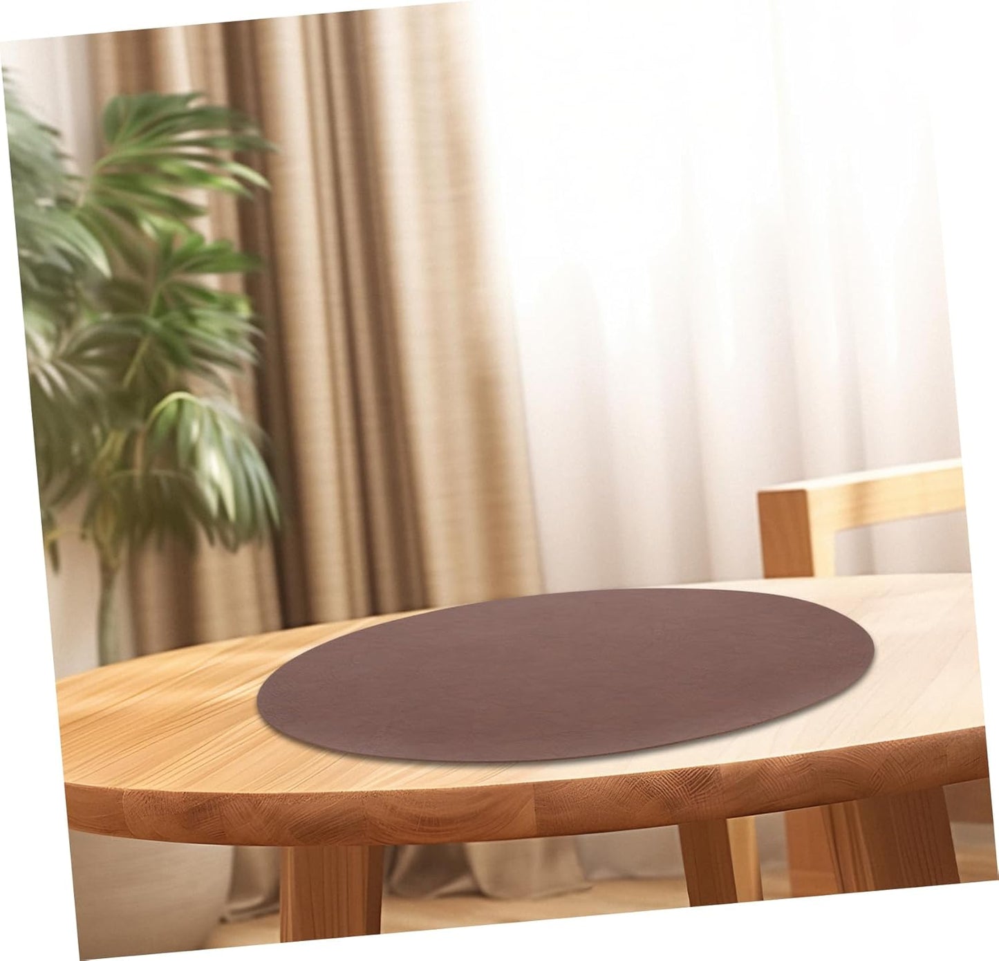 OSOLADY 6pcs Round Faux Leather Placemats Washable Pu Mats for Dining Kitchen Easy Maintenance Stylish Tabletop Protector