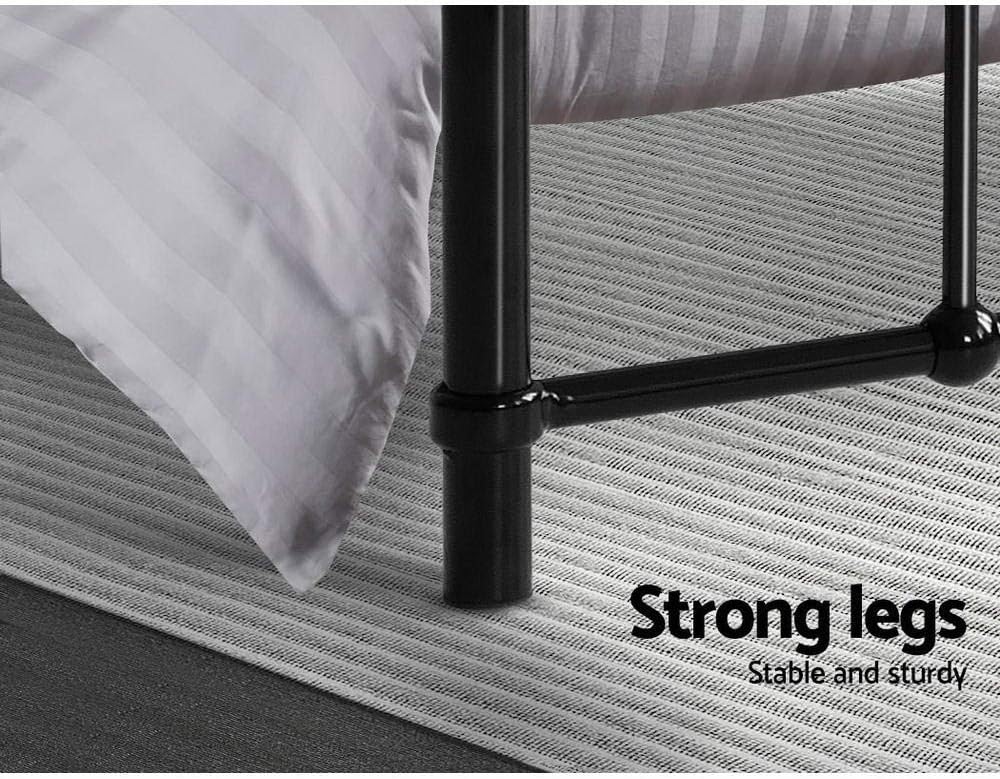 Artiss Single Metal Bed Frame with Headboard(Base Only), Metal Platform Bed with Easy Assembly, Heavy-Duty Metal Slats with Under Bed Storage for Bedroom/Student Apartment, Black
