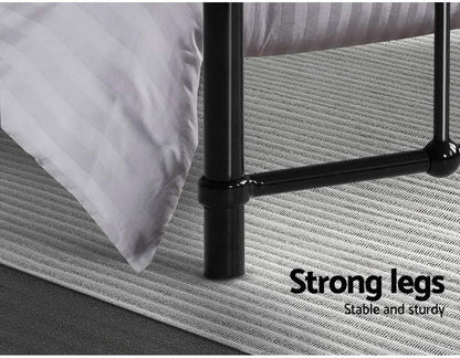 Artiss Single Metal Bed Frame with Headboard(Base Only), Metal Platform Bed with Easy Assembly, Heavy-Duty Metal Slats with Under Bed Storage for Bedroom/Student Apartment, Black